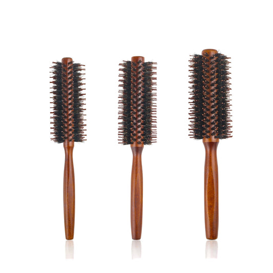 Porcine bristle roller comb hairbrush